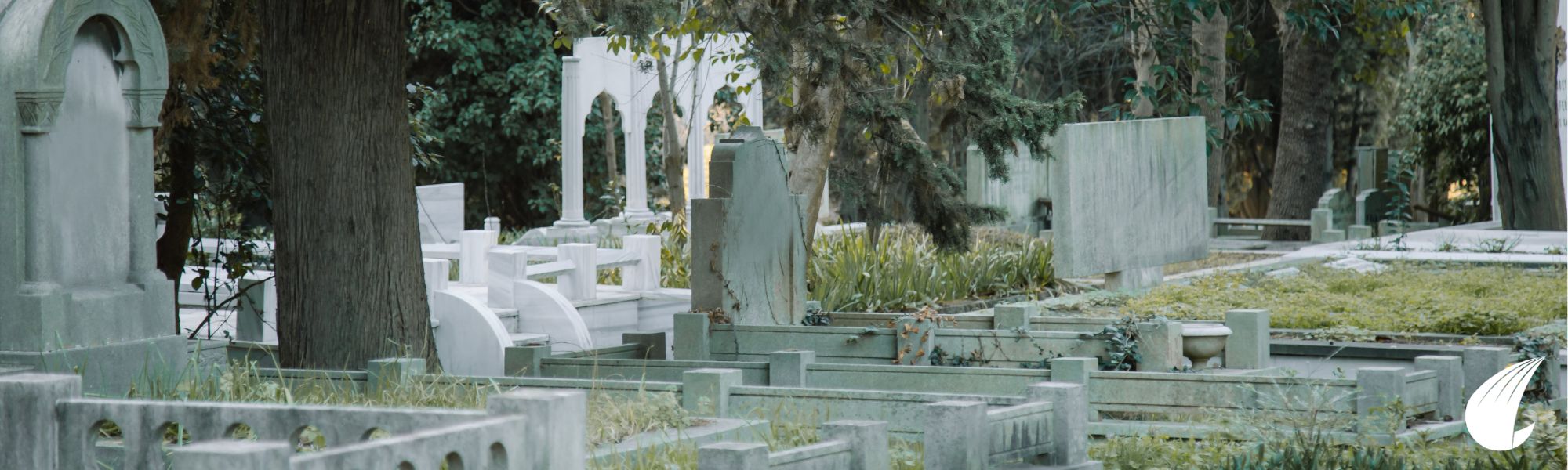 Photo d'un cimetière avec des tombes et des monuments blancs